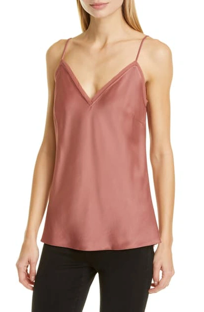 Shop Frame Fray Edge Satin Camisole In Rosewood