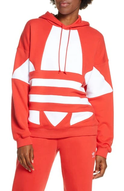 Shop Adidas Originals Big Trefoil Track Hoodie In Lush Red/ White