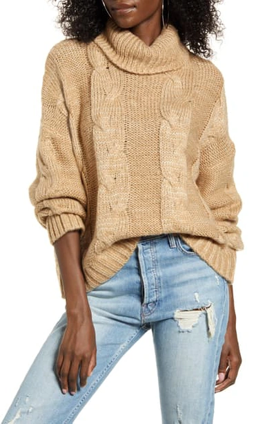 Shop Joa Turtleneck Sweater In Tan