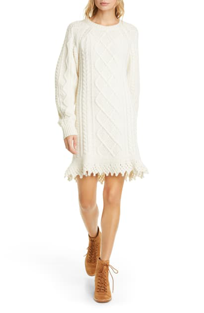 Polo Ralph Lauren Aran Wool & Alpaca Blend Long Sleeve Sweater Dress In  Cream | ModeSens