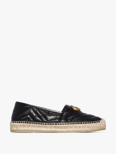 Shop Gucci Black Quilted Leather Espadrilles