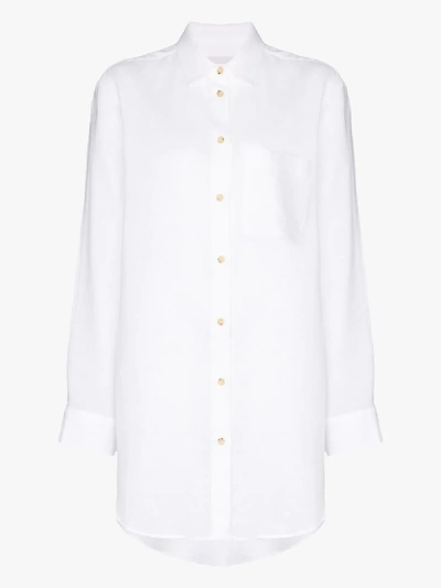 Shop Asceno Oversized Linen Shirt - Women's - Linen/flax In White