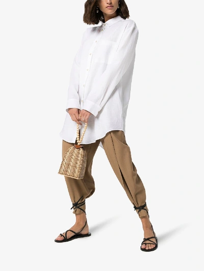 Shop Asceno Oversized-leinenhemd In White