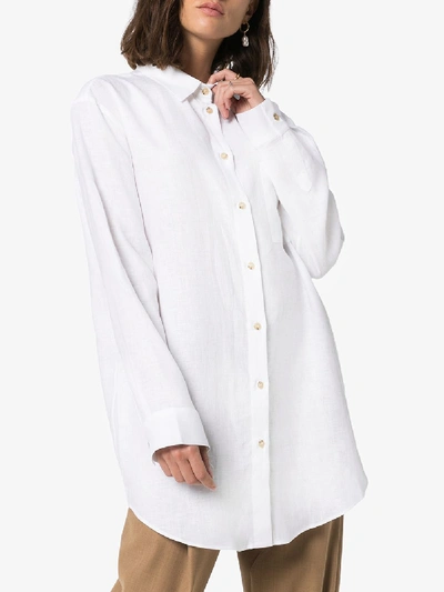 Shop Asceno Oversized Linen Shirt - Women's - Linen/flax In White