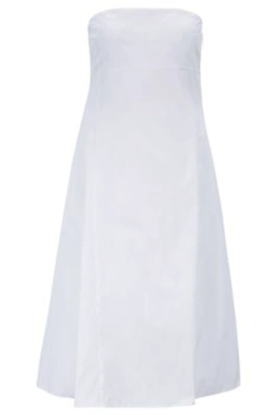 Shop Hugo Boss - Strappy Maxi Dress In Italian Double Woven Fabric - White