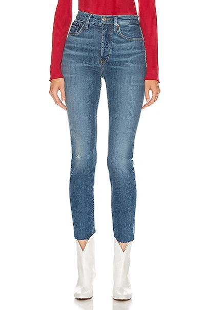 Shop Re/done High Rise Ankle Crop In Aged Blue
