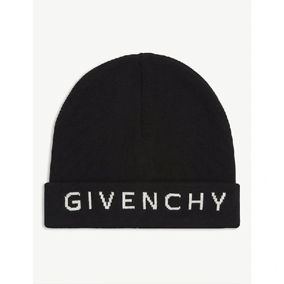 Shop Givenchy Logo Wool Beanie In Black