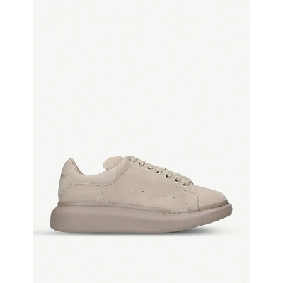 Shop Alexander Mcqueen Show Suede Trainers In Beige