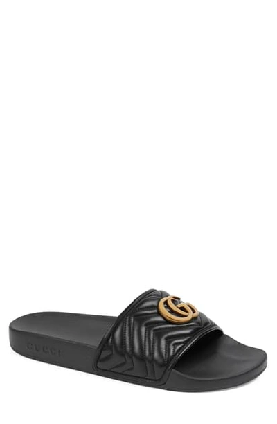 Shop Gucci Quilted Slide Sandal In Nero