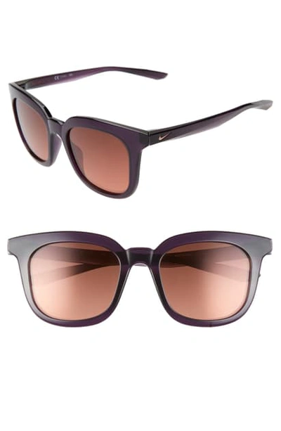 Shop Nike Myriad 52mm Mirrored Square Sunglasses In Purple/ Rose Gold/ Brown