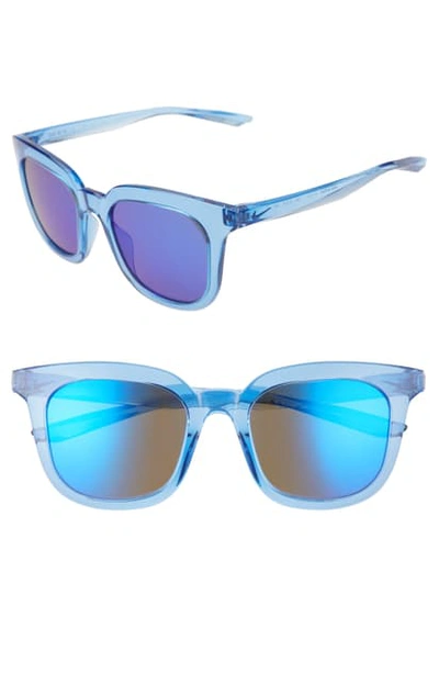 Shop Nike Myriad 52mm Mirrored Square Sunglasses In Pacific Blue/ Ultraviolet