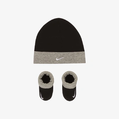 Shop Nike Baby (0-6m) Hat And Booties Set In Black