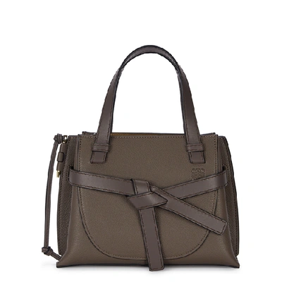 Shop Loewe Gate Mini Leather Top Handle Bag In Taupe