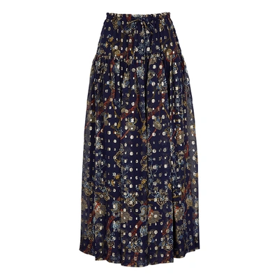 Shop Chloé Printed Silk-chiffon Midi Skirt