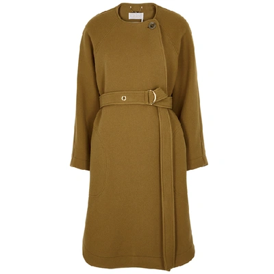 Shop Chloé Brown Belted Wool-blend Coat