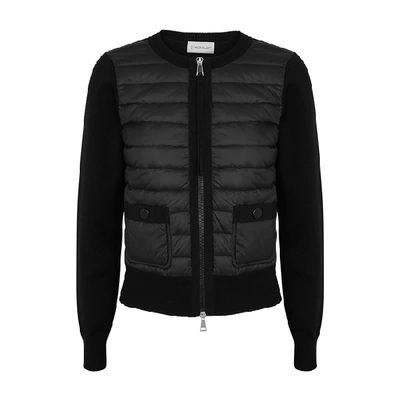 Shop Moncler Black Quilted Shell And Wool Jacket