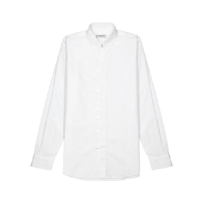 Shop Givenchy White Logo-embroidered Cotton Shirt