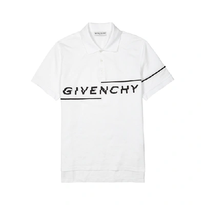 Shop Givenchy White Logo-embroidered Piqué-cotton Polo Shirt