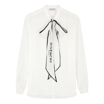 Shop Givenchy Ivory Silk-chiffon Blouse In Off White