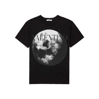 Shop Valentino Moon Dust Printed Cotton T-shirt In Black