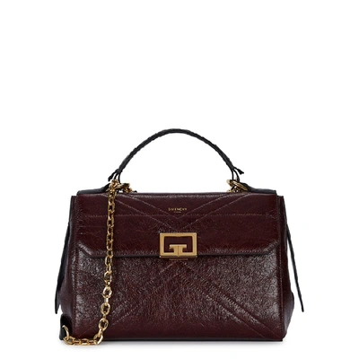 Shop Givenchy Id Burgundy Medium Leather Shoulder Bag In Aubergine