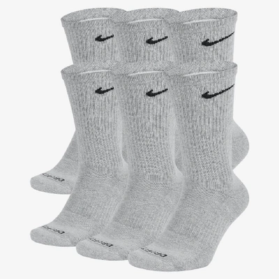 Shop Nike Everyday Plus Cushion Crew Training Socks (6 Pair) In Dark Grey Heather/black