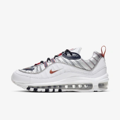 Shop Nike Air Max 98 Premium Women's Shoe (white) - Clearance Sale In White,wolf Grey,gym Red,starfish