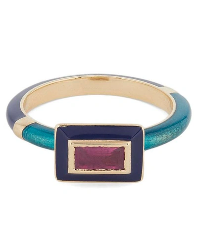 Shop Alice Cicolini Gold Candy Lacquer Baguette Ruby Ring