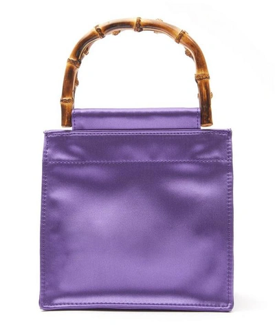 Shop Hai Bamboo Handle Silk Bag In Purple