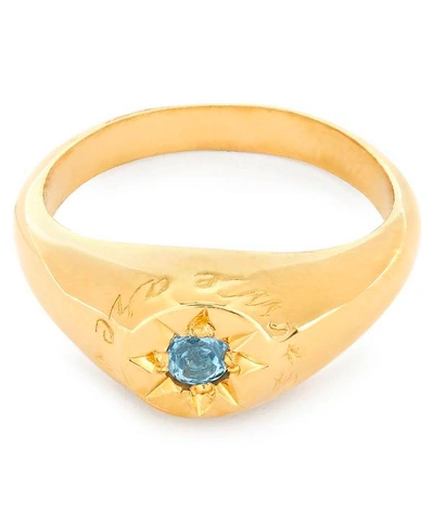 Shop Alex Monroe Gold-plated Blue Topaz Birthstone Ring