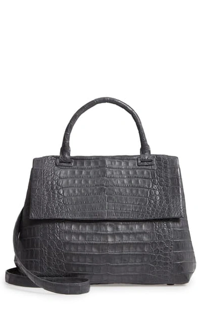 Shop Nancy Gonzalez Medium Sophie Genuine Crocodile Top Handle Bag In Charcoal Shiny