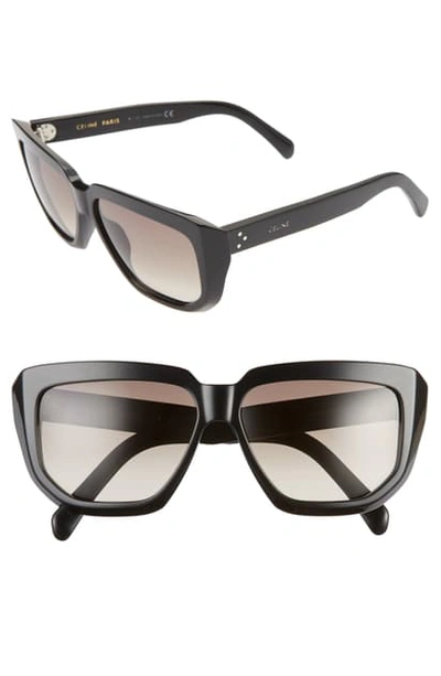 Shop Celine 58mm Square Sunglasses In Black/ Gradient Brown