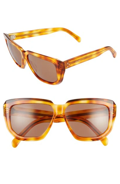 Shop Celine 58mm Square Sunglasses In Blonde Havana/ Brown