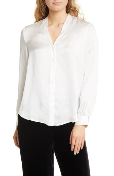 Shop Eileen Fisher Textured Silk Shirt In Ivory