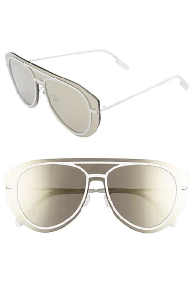 Shop Kenzo 147mm Aviator Shield Sunglasses In White/ Smoke Mirror