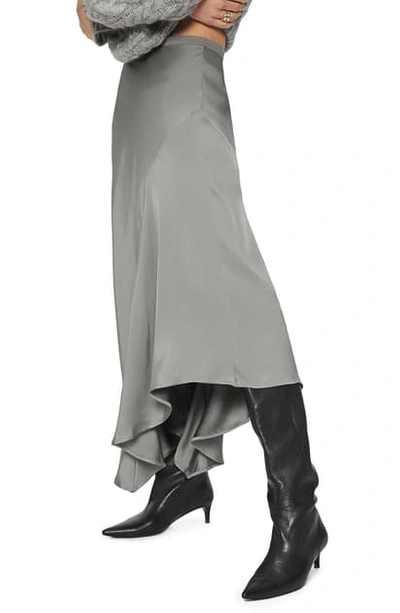 Shop Anine Bing Bailey Asymmetrical Silk Skirt In Silver