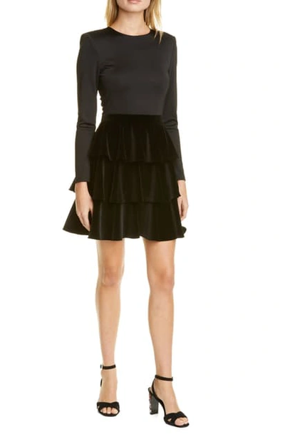 Shop Alice And Olivia Jalen Long Sleeve Minidress In Black