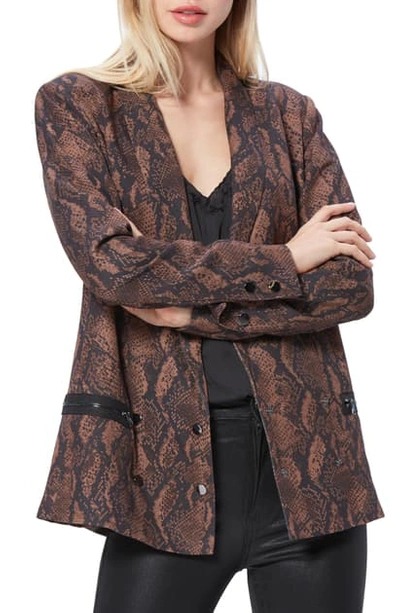 Shop Paige Karissa Snake Print Double Breasted Blazer In Brown