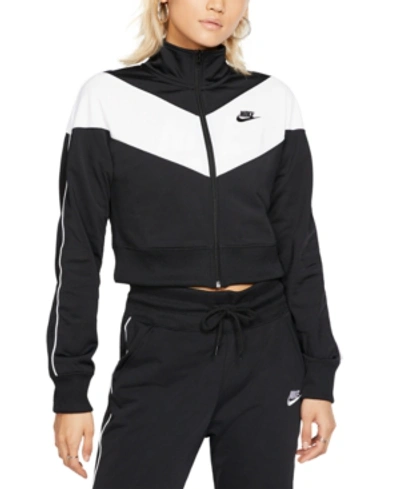 Shop Nike Women's Sportswear Heritage Cropped Track Jacket In Black/white