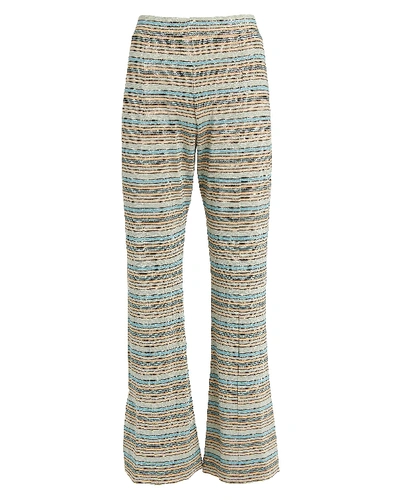 Shop Stine Goya Melanie Flared Striped Lurex Pants In Blue Stripe
