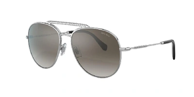 Shop Miu Miu Woman Sunglasses Mu 53vs In Gradient Grey Mirror Silver