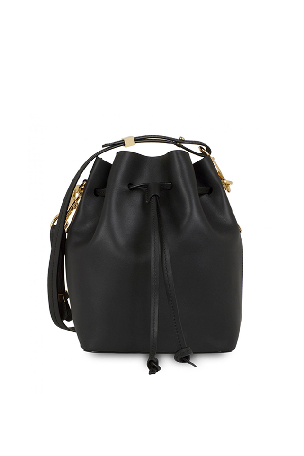 black bucket bag