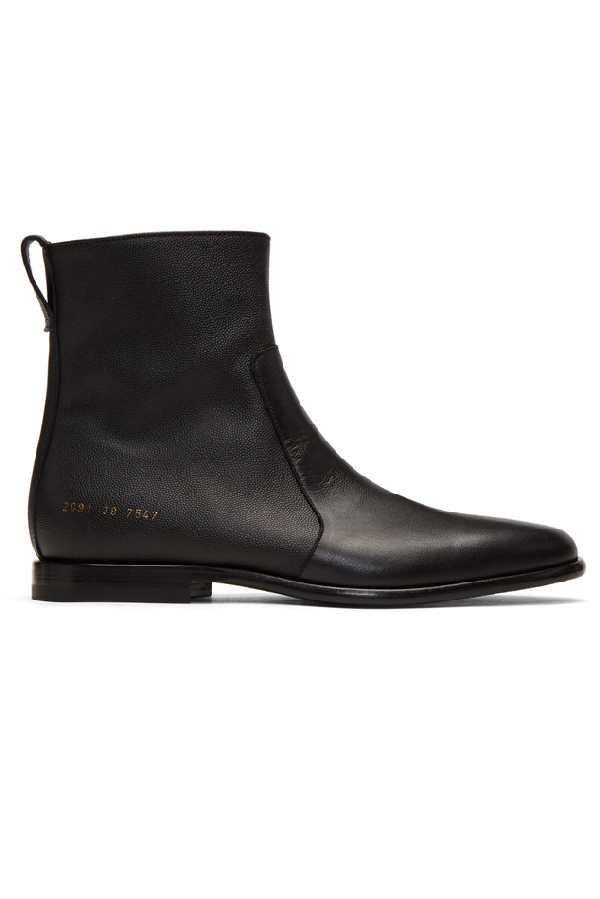 common projects black leather chelsea boots
