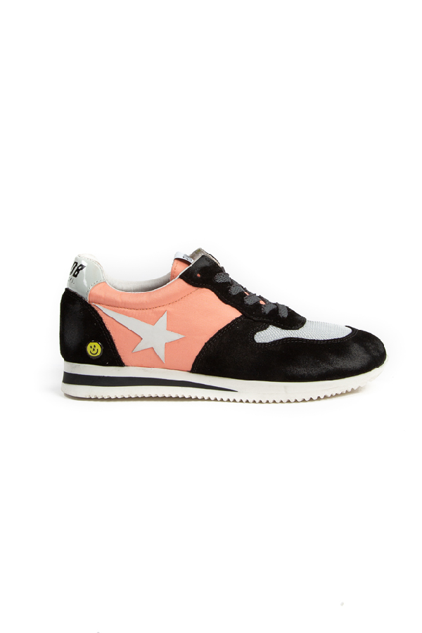 Golden Goose Women's Running Sneaker Shoes In Dark Grey Suede Coral Nylon ModeSens