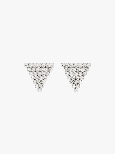 Shop Alessandra Rich Silver Tone Triangle Crystal Earrings In Metallic