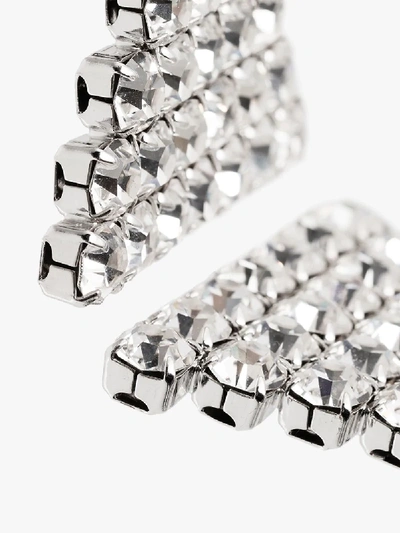 Shop Alessandra Rich Silver Tone Triangle Crystal Earrings In Metallic