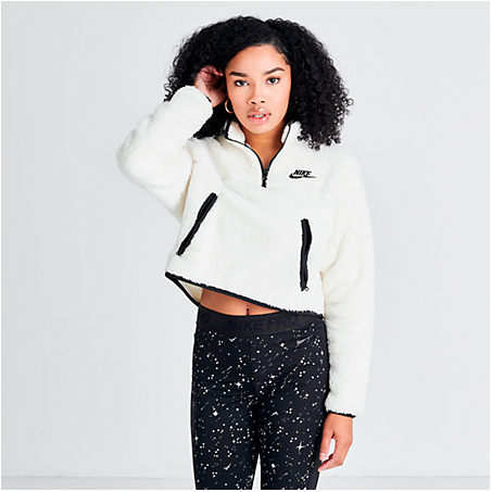 nike sportswear fleece quarter zip crop pullover