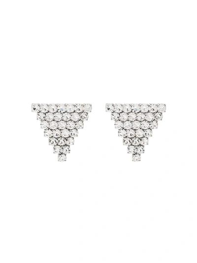 Shop Alessandra Rich Triangle Crystal Stud Earrings In Metallic