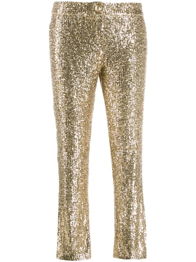Shop Balmain Sequin-embellished Trousers In Gold