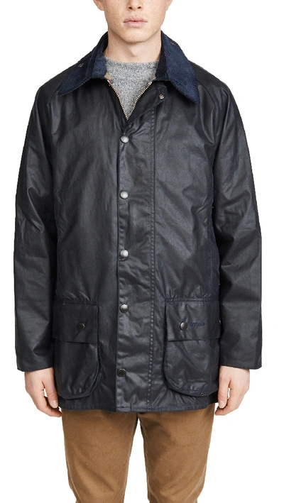 Shop Barbour Beaufort Wax Jacket Navy